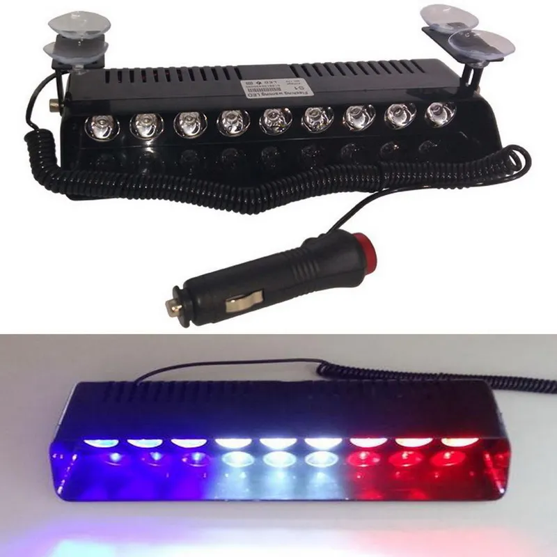 

Fit All Car!!Car-Styling 9LED Police Flash Strobe Light Automobiles Red/White/Blue Dash Emergency Warning Lamp 12V+Free Shipping
