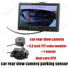 3 in 1 Parking Sensor auto Rear View Camera 4.3 inch monitor Car Monitor Can Display Distance Free Shipping 1 sensor