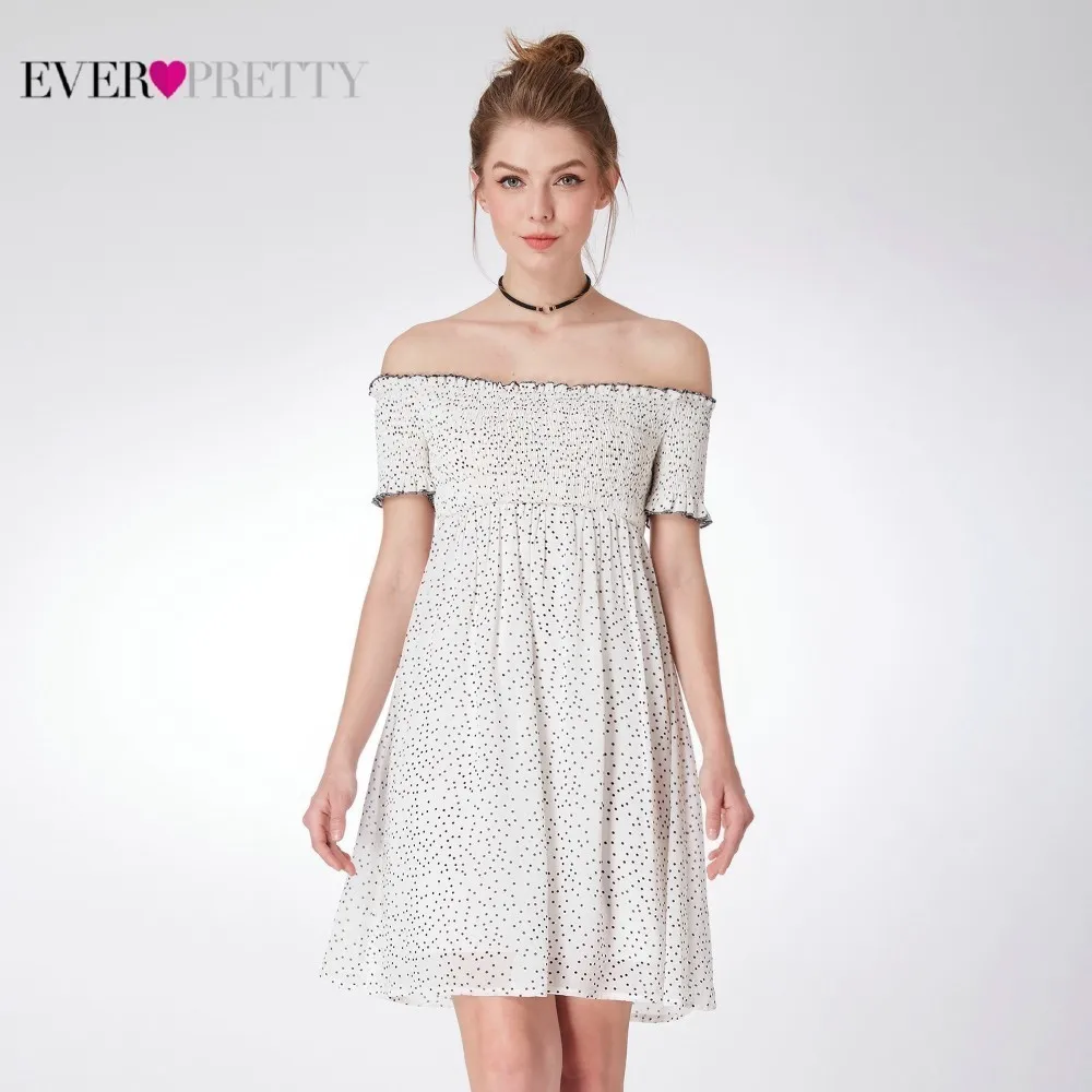 

Elegant Dot Bridesmaid Dresses Ever Pretty A-Line Off The Shoulder Short Dresses For Wedding Party For Woman Vestido Madrinha