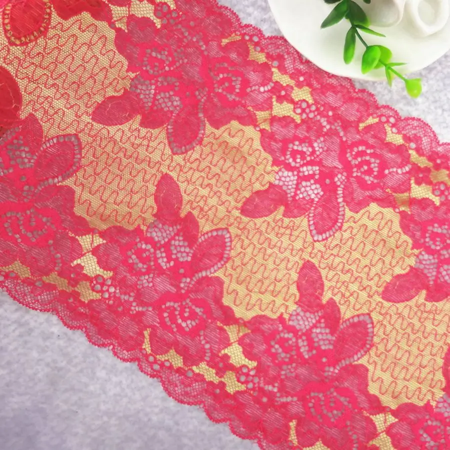 

#76 Golden Lace 19CM Wide 2 yards/lot Stretch Elastic Lace Fabric Edge Trim DIY Sewing Supplies Home Party Accessories