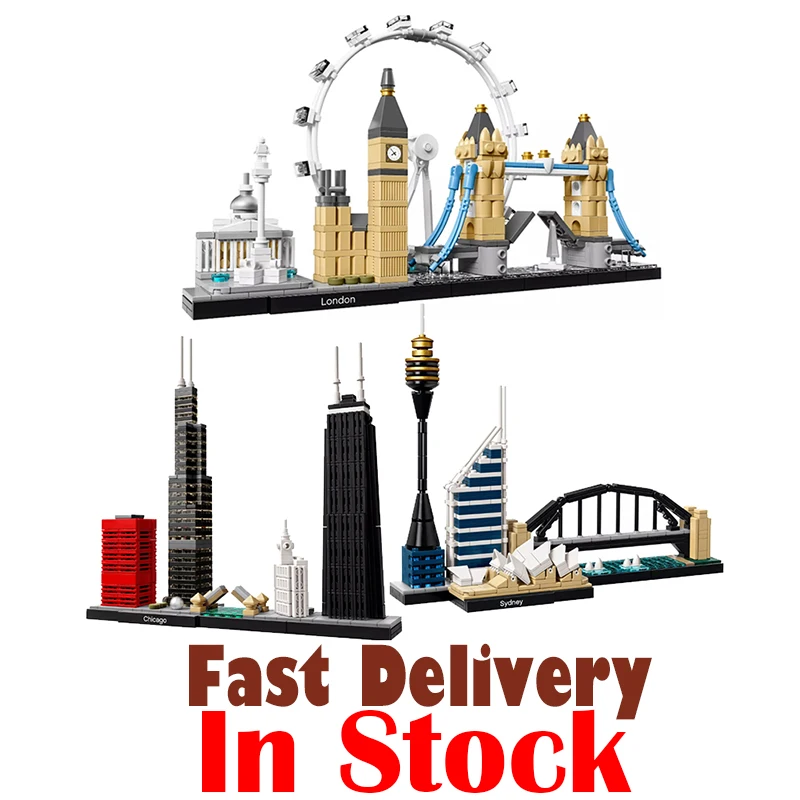 

Bela Architecture London Tower Bridge Big Ben Chicago Sydney Shanghai Building Blocks Bricks legoingly Model toys for children
