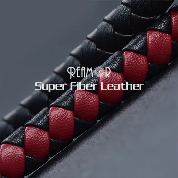 

RUIMO Red Brown Black Mixed Braided Super Fiber 12x6mm Leather Rope DIY Leather Bracelet Accessories Fashion Wide Cord Findings