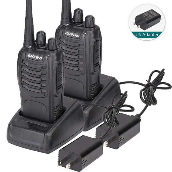 2 шт. BAOFENG BF-888S портативная рация UHF двухстороннее радио baofeng 888 S UHF 400-470 МГц 16CH портативный трансивер с наушником - Цвет: Add 2PCS US adapter