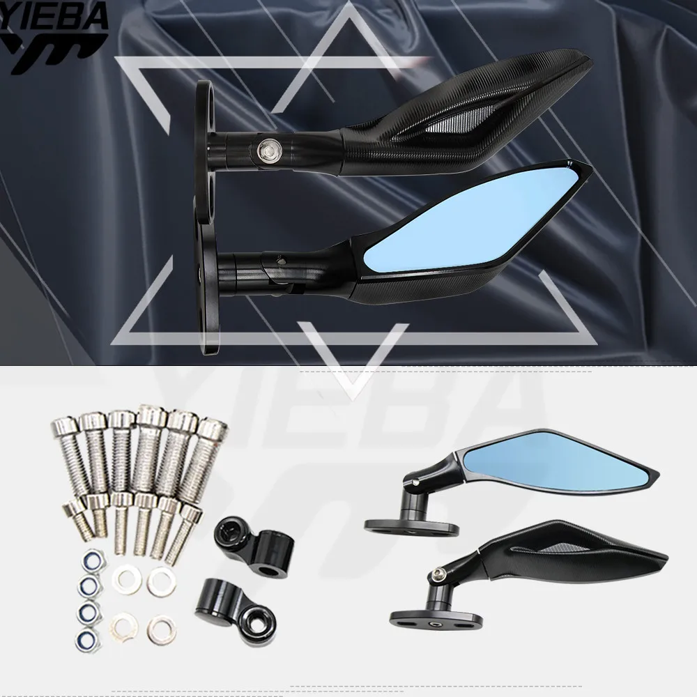 Universal CNC Aluminum Motorcycle Rearview Mirrors Blue Glass Rear View Side Mirror for HONDA KAWASAKI YAMAHA KTM DUCATI APRILIA
