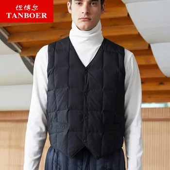 

TANBOER men's down vests keep warm male duck down clothing light weight winter coats winter vests thick wear TA18003