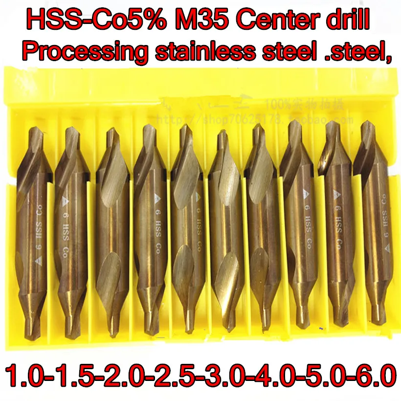 

1.0-1.5-2.0-2.5-3.0-4.0-5.0-6.0mm HSS-Co5% M35 60 degrees Center drill Processing stainless steel .steel, Free shipping