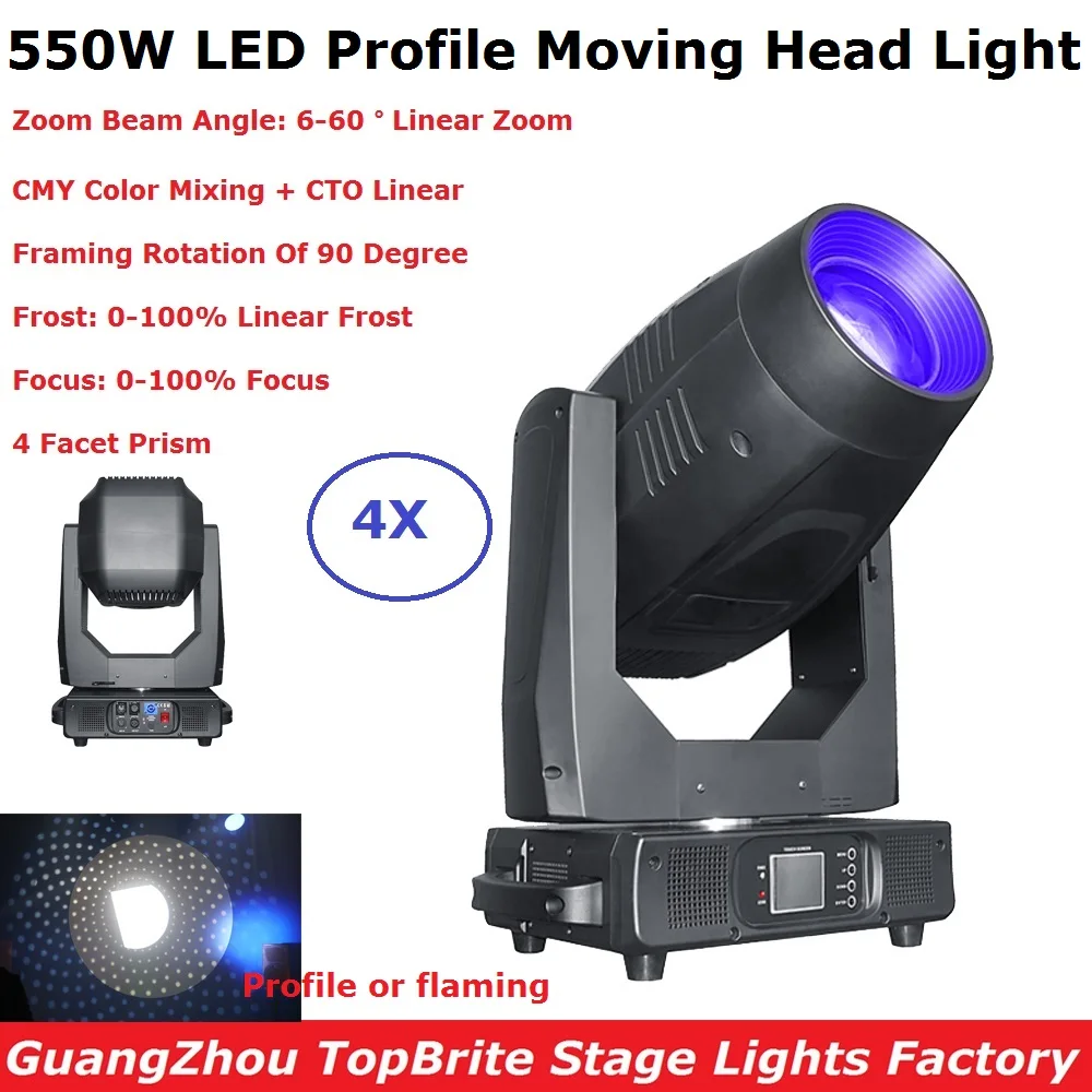 

Lyre 550W Beam Spot Wash Framing 4IN1 Moving Head Light Professional 550W LED Profile Moving Head Light For Stage Light DMX Dj