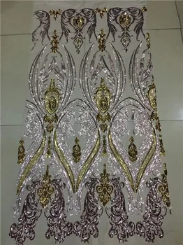 

2018 High Quality African Lace Fabric French Net Embroidery Sequins Tulle Lace Fabric For Nigerian party Dress