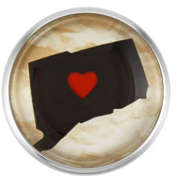 

Connecticut State Snap Buttons Glass Ginger Snap Charms Fit 18mm Snap DIY Bracelets/Necklace Jewelry 20Pcs/lot
