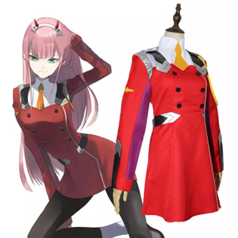 Женский костюм для косплея DARLING in the FRANXX 02 Хэллоуина с юбкой и париком праздничные