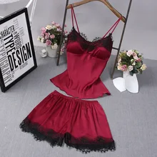 5 цветов женский атласный КРУЖЕВНОЙ ХАЛАТ шорты Babydoll Ночное белье 2 шт пижамный комплект