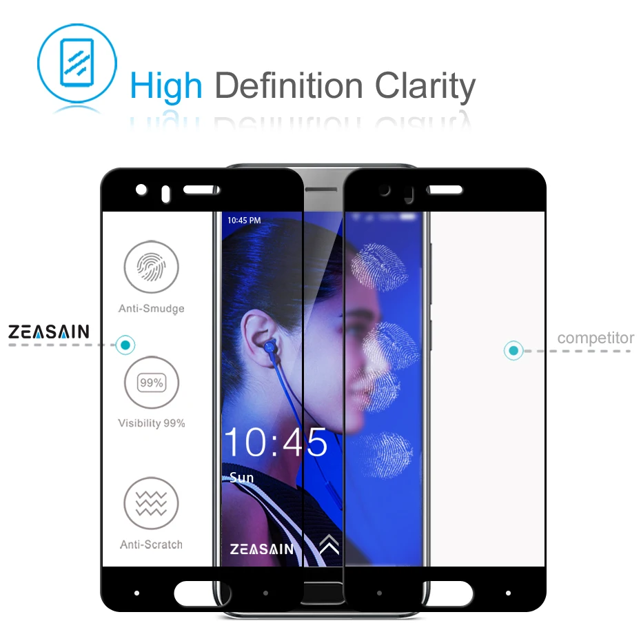 2 упаковки,, ZEASAIN 2.5D, 9 H, полное покрытие, закаленное стекло, Защита экрана для huawei Honor 9, Honor9, защитная стеклянная пленка