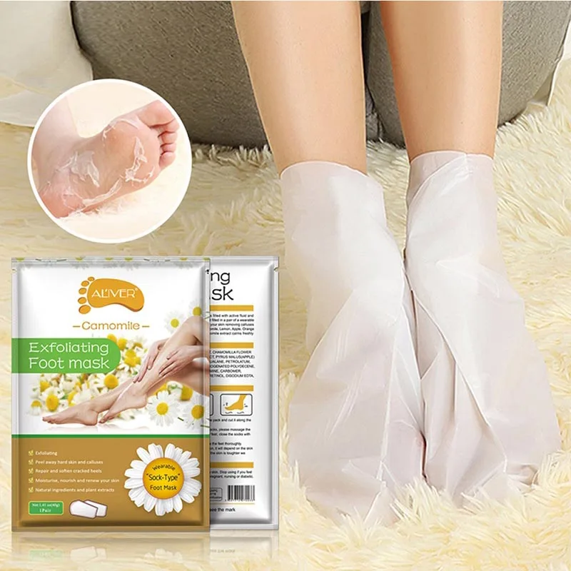 1 pair/Bag Exfoliating Foot Mask Socks For Pedicure Socks For Feet Peeling Baby Foot Mask Health Care Feet Dead Skin Removal - Цвет: Camomile