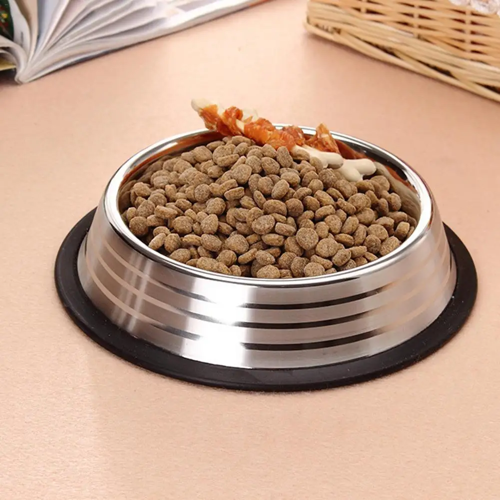M/L/XL большая утолщенная миска для домашних животных из нержавеющей стали, миска для домашних животных с противоскользящей полоской