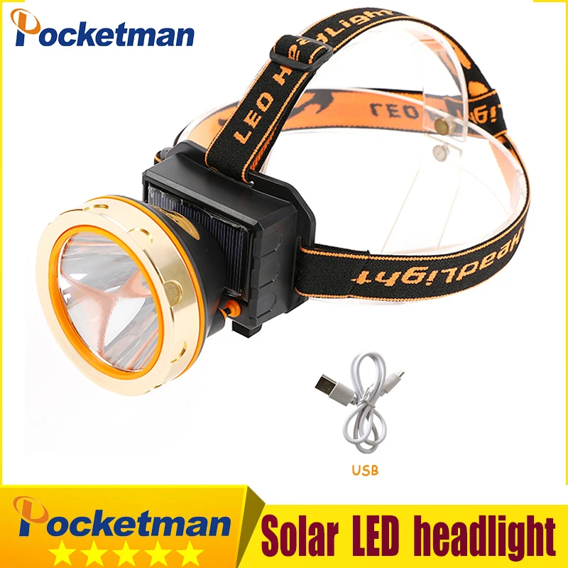 

40000LM Inside Rechargeable Battery Head Lamp Torch Hunting Light USB Solar Energy Powerful Led Headlamp Solar headlights z20