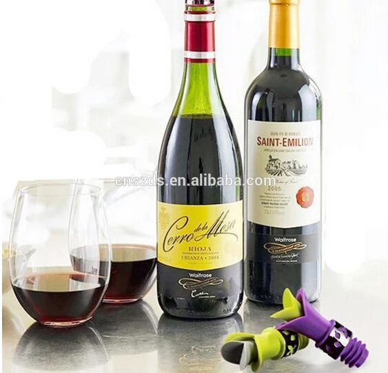 Wine Bottle Stoppers Silicone Approved Food Grade Durable Wine pourer