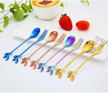 

Stainless steel tableware creative branch style coffee stirring spoon fruit fork dessert spoon mooncake fork W9023