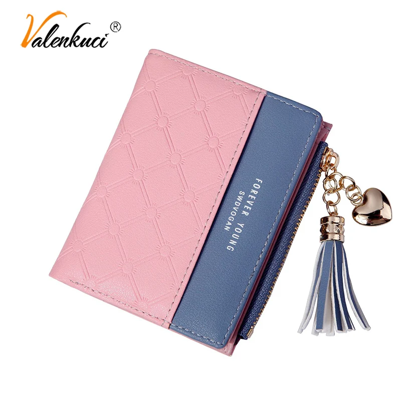 Valenkuci Slim Women Wallets Patchwork Ladies Credit Card Coin Wallet