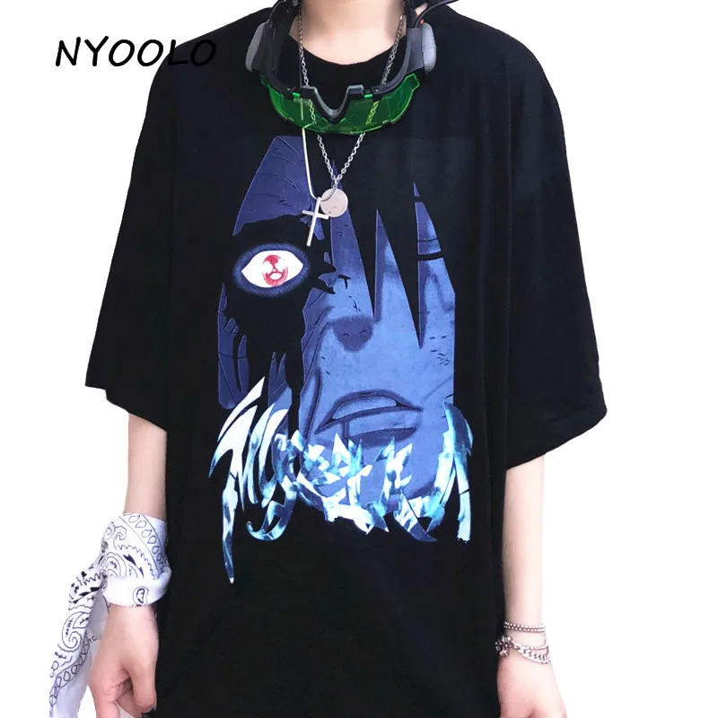 

NYOOLO summer tops Harajuku style Naruto Anime Print tee shirt Casual streetwear Loose Short Sleeve T-Shirt women men clothing
