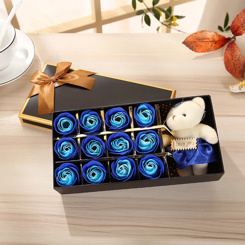 Flone Scented Soap Flower Gift Box Artificial Flower Creative Gift Simulation Rose Flower Fake Flower Valentine's Day Gift  (12)