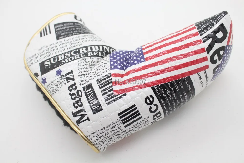 

Free Shipping High Quality 1pc Customize Golf Club Synthetics PU Leather Putter Head Covers Golf USA Flag Cover Magnet