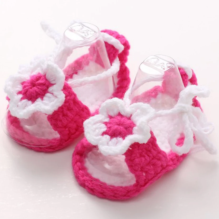 Новорожденных носки для девочек весна и осень принцесса вязание милый мультфильм ручной работы вязанный цветочный детская обувь