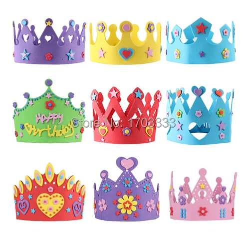 200 шт EVA пена корона на день рождения для детей на день рождения колпачки Самоклеящиеся DIY ручной работы 3D Eva корона шляпа ремесла наборы