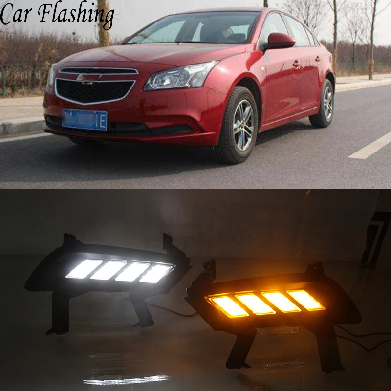 Автомобильный мигающий 2 шт. для chevrolet cruze 2014 2015 2016 DRL дневные ходовые огни с желтым