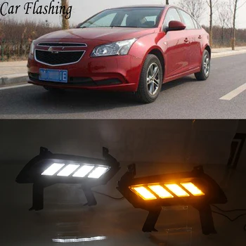 

Car Flashing 2 Pcs For chevrolet cruze 2014 2015 2016 DRL Daytime Running Lights with yellow turn signal daylight