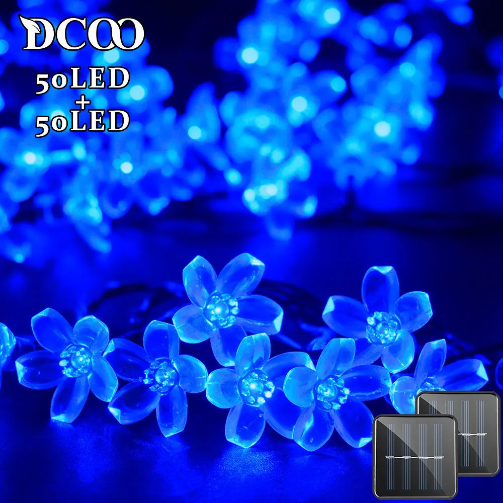 

Solar String Lights 21ft 50 LED Fairy Flower Blossom Decorative Light Patio Party Xmas Tree Decorations 2-PACK Blue