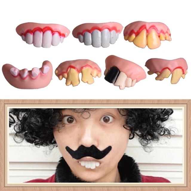 Buy 1pc Creative Play Ugly Funny False Teeth Simulation Vampire Denture Teeth