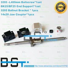 3205 Ballscrew RM3205-L 400 мм ШВП+ SFU3205 Ballnut+ BK25 BF25 конец Поддержка+ 3205 Ballnut корпус+ 14x20 мм челюсть муфта