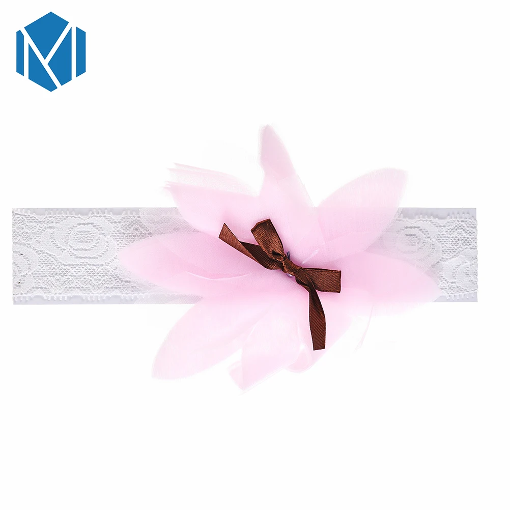 M MISM/Новинка милый Детский Эластичный Шифоновый Цветок на голову с бантом