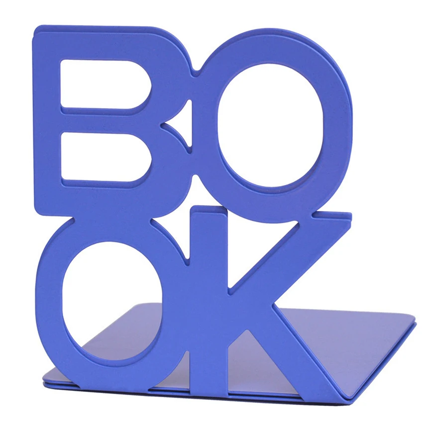 1 Pair BOOK Alphabet Shaped Metal Bookends Support Holder Home Office Desk Book Rack Stand Book Organizer 140x125x130mm