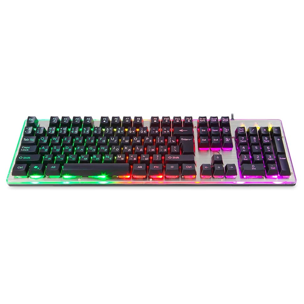 

EaySMX 104 Keys Russian Keyboard Gaming Keyboard with Backlit Russian/English Layout USB Wired Metal Panel for PC Gamers
