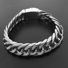 Куба браслет-цепочка 22 см мужские ювелирные изделия 316L нержавеющая сталь мужские звенья браслеты панк европейский стиль браслет в форме велосипедной цепи 033