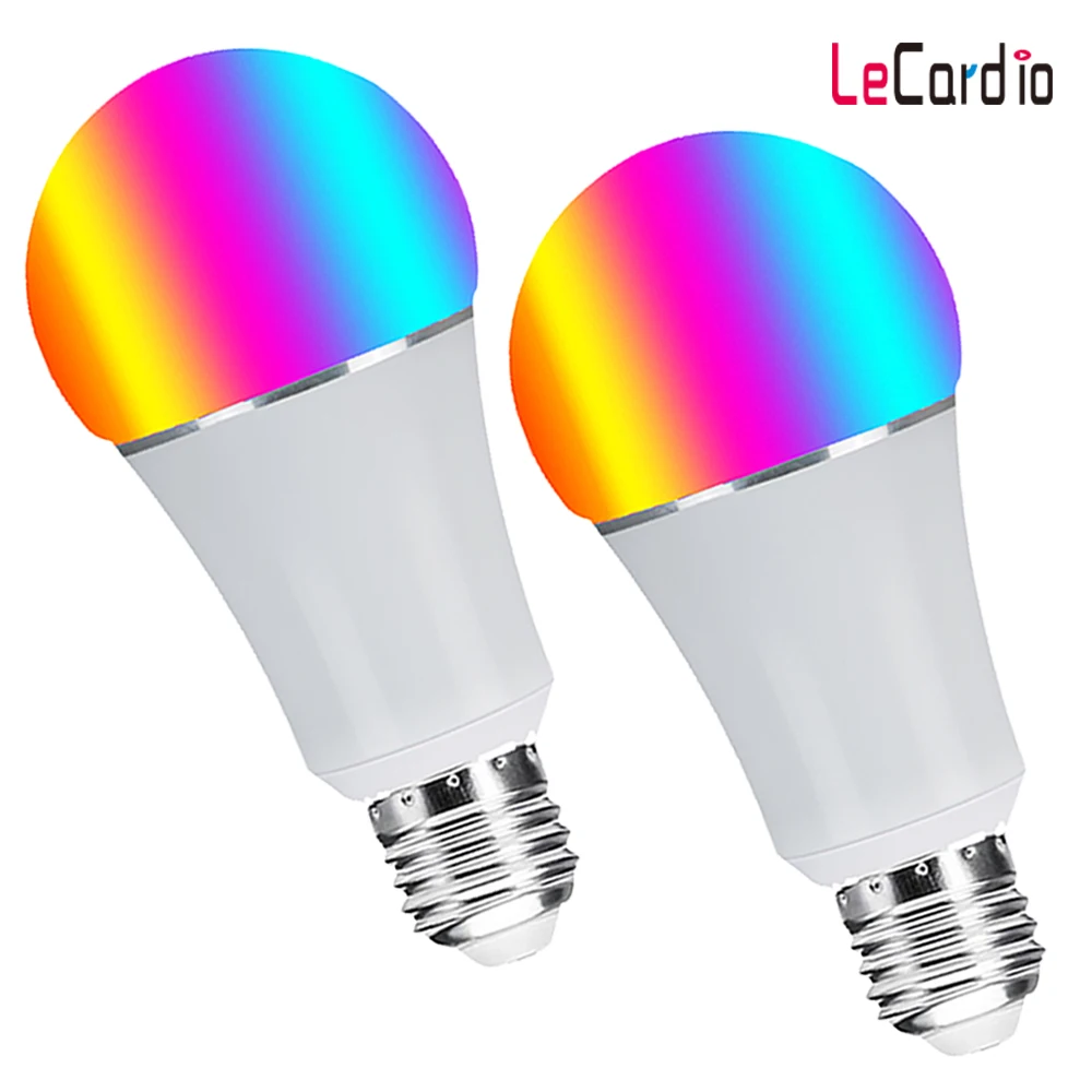 Wifi Bulb Smart RGB Light Remote Phone App Control 7W E26 E27 B22 Night Light Compatible with Alexa Echo & Google Home 2PC