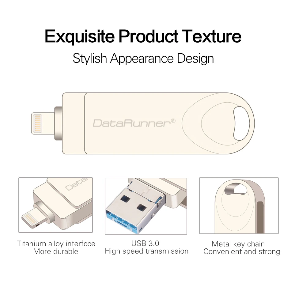 Флеш накопитель DataRunner Usb 3 0 OTG металлический флеш для iPhone X 8 7 Plus 16 ГБ 32 64 128 ГБ|USB