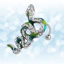 14G Sexy Rhinestone Snake Navel Belly Button Bar Barbell Ring Body Piercing S239