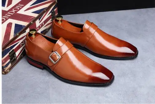 Классические элегантные модные итальянские коричневые Черные Мужские модельные туфли мужские туфли-оксфорды на ремешке с пряжкой туфли жениха sepatu pria деловой костюм - Цвет: AS PICTURE