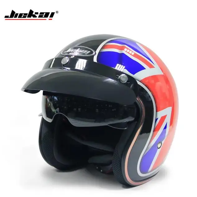 Мотоцикл Jiekai шлем 3/4 с открытым лицом Винтаж Casco Moto Jet скутер шлем для езды на мотоцикле в стиле "Ретро", с узором в горошек, утвержден Motociclismo - Цвет: 1