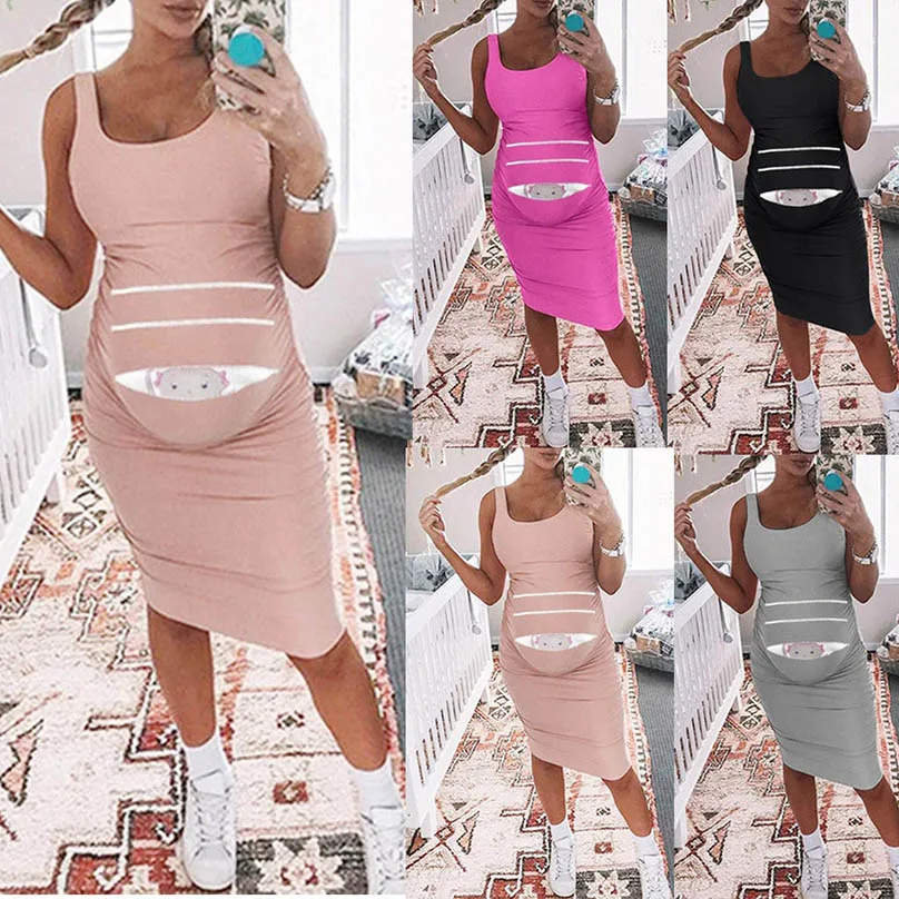 

pregnant dress hot clothes for pregnant women Casual Mini Print Pregnant Maternity Dress Comfortable Sundress Props Dropshipping