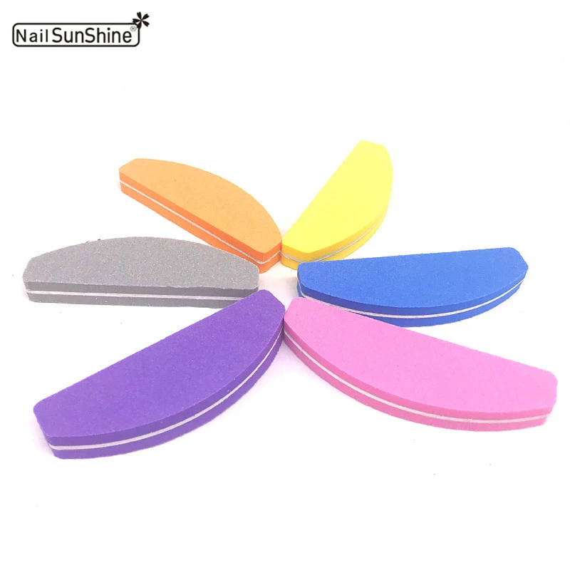 

New 5pcs/lot Mini Sponge Nail File Moon Style Nail Sanding Files 100/180 Buffer Block Manicure Pedicure Art Tips Gel Polish Tool