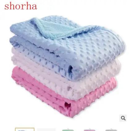 

New Autumn Spring 2 Layers Baby Bubble Blanket Soft Children Throws Solid Color 102*76cm Newborn Short Plush Blanket