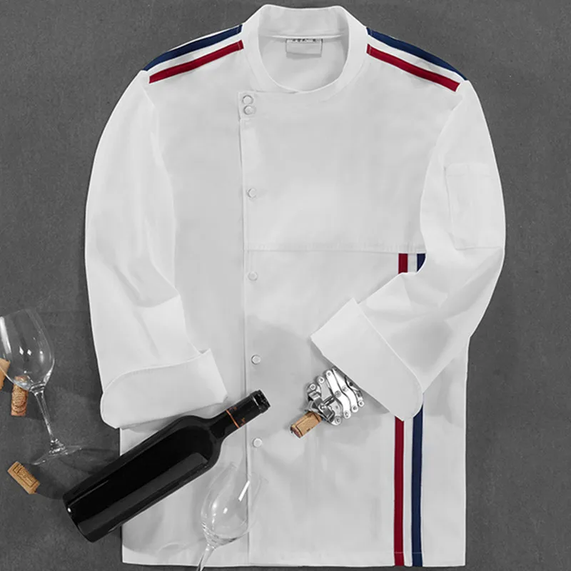 White Poly Cotton Long Sleeve Shirt Hotel Restaurant Professional Chef