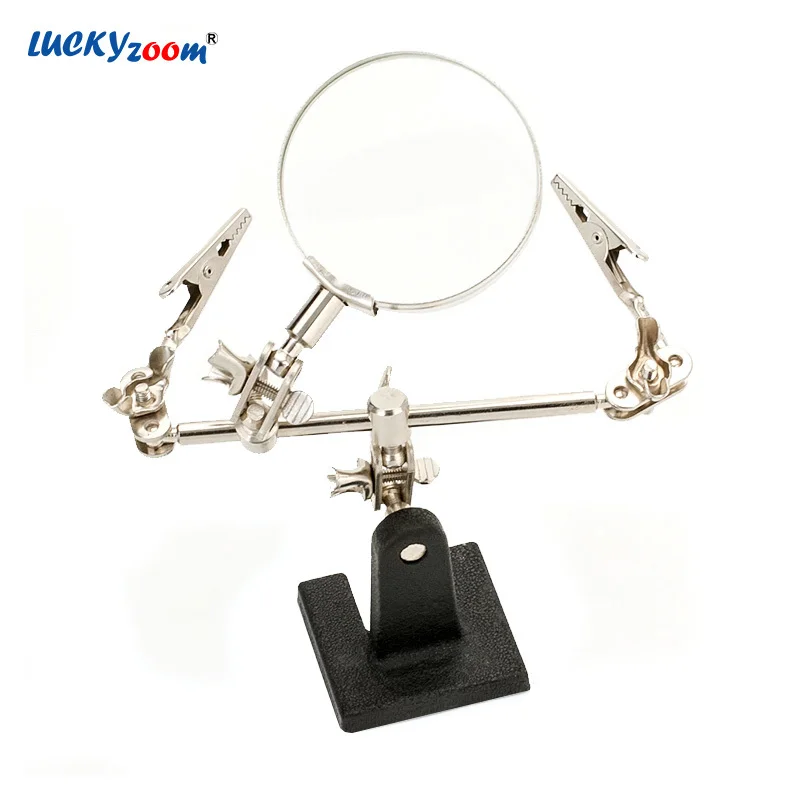 5X Third Hand For Soldering Magnifier Metal Welding Helping Hand Magnifying Glass With Auxiliary Clip Electric Iron Repair Lupe