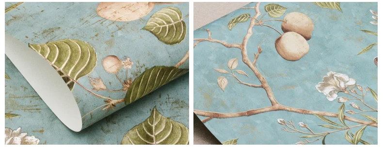 Высококачественное яблоко дерево настенная бумага Винтаж американский стиль цветок обои с изображением птиц фрески нетканые s папье Peint ZQ035