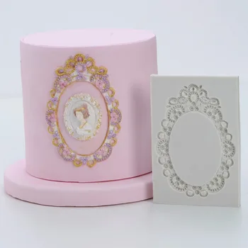 

DIY Silicone Vintage Mirror Frame Cake Fondant Mold Birthday Wedding Cake Decorating Mold Bakeware Kitchen Baking Tools FM1475