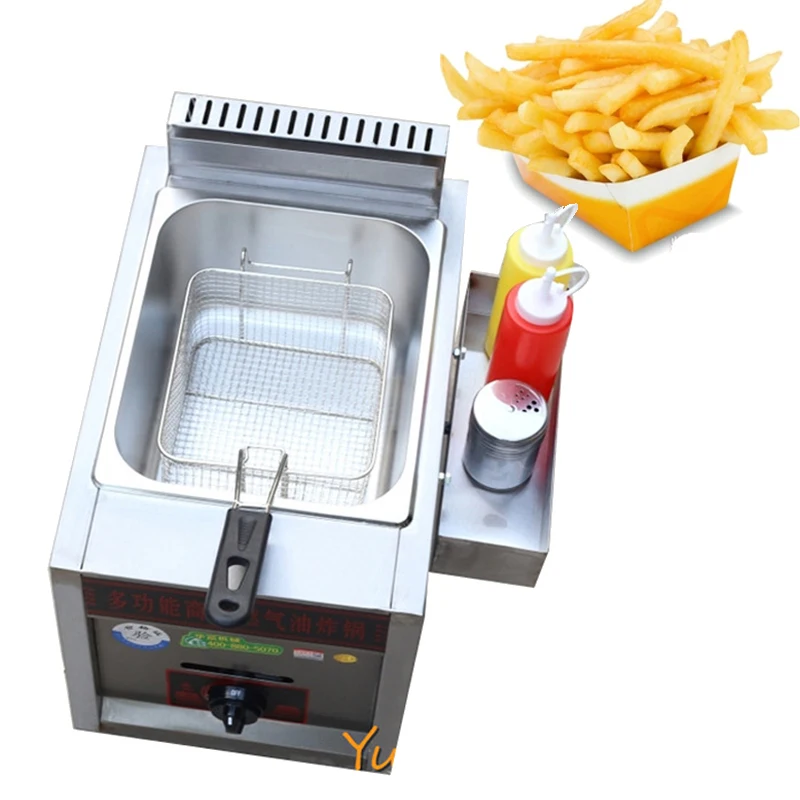 

Single Tank Gas Fryer Single-Cylinder Gas Frying Machine Energy Saving Fryer Stainless Steel French Fries Machine F-1S