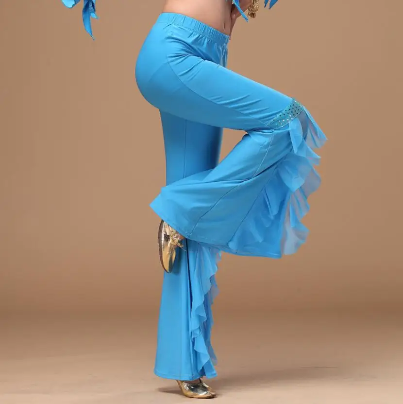 

Women's Belly Dance Harem Pants Arabic Bottom Bell Pants With Ruffles Royal Blue